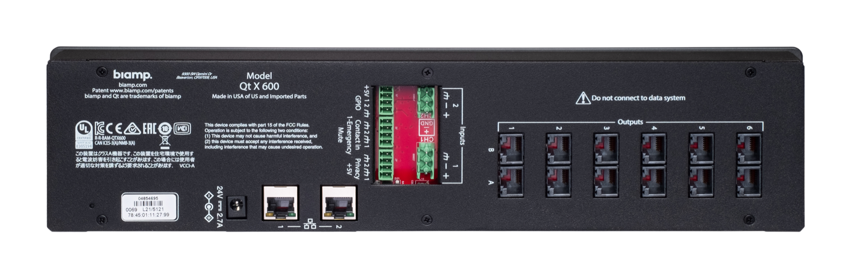 Аудио процессор модуль управления шумовой завесой Biamp Qt X 600